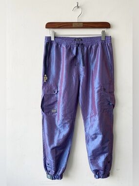 PINK DOLPHIN Iridescent Purple Cargo Jogger Pants Techwear Mens Size 2XL